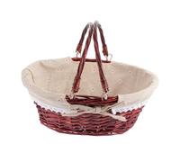 FIXOSHEE Handmade Willow-weaving Storage Basket with Brown Burlap Multi-purpose Rustic Picnic and Fruit Organizer Natural Material for Chic Home Decor and