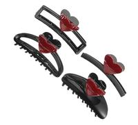 FIXOSHEE Heart Claw Clips Set 4 Pieces Black Red Hair Jaw Clips Decorative Hair Clamps for Women Girls Hollow and Solid Designs Suitable for