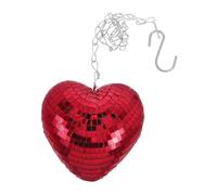 FIXOSHEE Heart Shaped Disco Hanging Ornament 10cm Red Glass Pendant with Chain Valentine’s Day Decor Party and Home Decoration