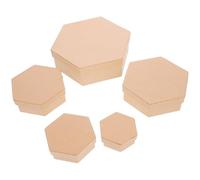 FIXOSHEE Hexagon Kraft Paper Boxes Set 5Pcs DIY Painting Hexagonal Paper Boxes for Chocolate Packing and Flower Wrapping for Holiday Decoration