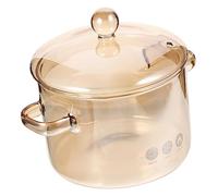 FIXOSHEE High Borosilicate Glass Double Ear Stew Pot with Lid Heat Resistant Cooking Pot for Slow Stewing Noodles Sauce Kitchen Cookware for Home Use
