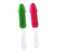 FIXOSHEE Hollow Silicone PET Hair Removal Comb 2-Piece Set for Dogs and Cats Effective Grooming Tool for Shedding Easy Clean PET Grooming Brush in Green and Pink