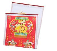 FIXOSHEE Horse Zodiac Scroll Calendar Faux Rattan Hanging Lunar Year Wall Art with Auspicious Dates Feng Shui Decor for Home Office Space-saving Daily Planner