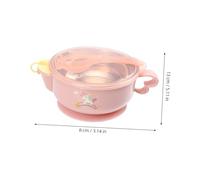 FIXOSHEE Insulated Stainless Steel Set with Suction Bowls and Spoons Non-Spill Suction Base for Boys and Easy Grip Handles for Self-Feeding Food Temperature Control Random Color