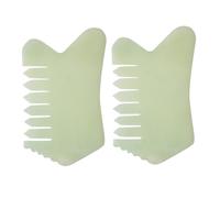 FIXOSHEE Jade Scalp Massage Comb and Gua Sha Scraping Tool 2pcs Set Natural Jade Hairbrush for Scalp Care and Body Relaxation Spa Therapy