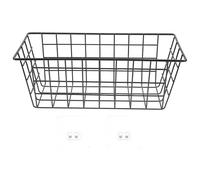 FIXOSHEE Japanese Style Hanging Storage Basket Wall Organizer for Kitchen Bathroom No-drill Suction Cup Design Large Capacity Black Basket for Pantry Bedroom Use