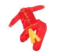 FIXOSHEE Kung Fu Suit Red Long Sleeve Breathable Martial Arts Performance Costume Comfortable Tai Chi Uniform for Training and Competitions Versatile Wushu Apparel for Boys