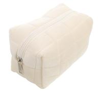 FIXOSHEE Large Capacity Beige Makeup Brush Container and Pencil Case for Students Wear-Resistant Portable Cosmetic Organizer with Zipper Versatile Stationery Bag for School Office and