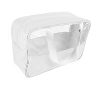 FIXOSHEE Large Capacity Patchwork Travel Makeup Bag with Splashproof Material Portable Organizer Pouch Spacious Interior and Handy Carry Handle for Women Cosmetics Toiletry Storage