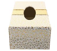 FIXOSHEE Leather Embossed Tissue Box Cover Large Rectangle Napkin Holder for Home and Office, White and Platinum Color, Deluxe Paper Desktop Dispenser Suitable for Living Room and Hotel Use