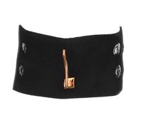 FIXOSHEE Leather Ponytail Holder for Simple PU Leather Hair Ties with Metal Snap Button Comfortable Hair Bands for School Office Party Black Vintage Style Random Color