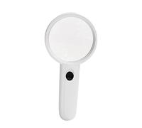 FIXOSHEE LED Handheld Magnifier with Plastic Handle Lightweight Portable Reading Aid for Books Newspapers Crafts Distortion Lens Suitable for All Ages White