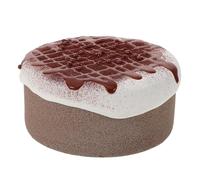 FIXOSHEE Lifelike 4-Inch Fake Birthday Cake with Chocolate Drops, Artificial Cake Model for Dessert Shop Display and Photography Prop, Pretend Play Food for