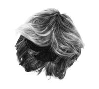 FIXOSHEE Light Grey Grandpa Costume Wig for Men Synthetic Short Curly Old Man Hairpiece with Breathable Easy Maintenance Cosplay Accessory for Halloween Party Carnival Stage Performances