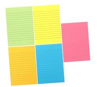 FIXOSHEE Lined Sticky Notepads Colorful Memo Stickers for Office Simple Design Strong Adhesive for Lists Reminders Fluorescent Red Yellow Green Orange Blue