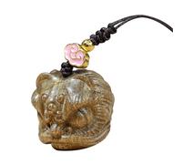 FIXOSHEE Lion Design Pendant Keychain Pendant Decorative Accessories Delicate Details Nanmu Material Vintage Creative Style 2.5X2.5X2.5Cm Multi-Colour and Special