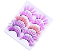 FIXOSHEE Long Synthetic Fiber False Eyelashes 10Pcs Colorful Natural Curly Volume Lashes for Daily Wear and Wedding Event Purple