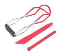 FIXOSHEE Magnetic Jar Lid Lifter with Non Slip Stainless Steel Tongs and Red Measuring Heat Resistant Canning Tools for Safe Jar Handling and Food Preparation