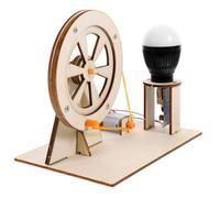 FIXOSHEE Manual Hand Crank Generator DIY Science Experiment Kit for Portable Wooden Educational Model with Motor and Light Bulb Stem for Boys and Learning Physics Principles Random Color
