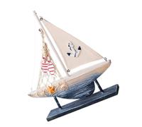 FIXOSHEE Mediterranean Style Wooden Sailboat Ornament Nautical Desktop Decoration for Living Bedroom Office Vintage Sailing Ship Model with Elegant Color Matching Coastal Tabletop Accent