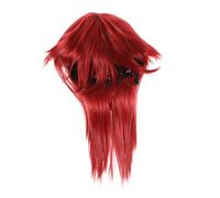 FIXOSHEE Men Red Mullet Wig Long Fluffy Anime Cosplay Hair High-temperature Resistant Styling for Costume Dress-up and Stage Performance