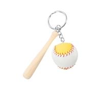 FIXOSHEE Mini Baseball Keychain with Wooden Bat Sports Pendant for Boys Car Backpack Accessory Multifunctional Party Favor and Athlete Souvenir