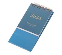 FIXOSHEE Mini Desktop Monthly Calendar Navy Blue Decorative Tabletop Planner for Home Office Daily Use with Stable Base and Easy Flip Pages