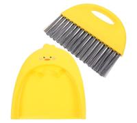 FIXOSHEE Mini Dustpan and Brush Set with Small Broom for Desktop and Floor Cleaning Lightweight Sweeper Combo for Home Office and Dining Table Use Cute Yellow Design