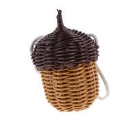 FIXOSHEE Mini Pine Cone Shaped Woven Crossbody Bag for Rope Strap Cute Faux Rattan Design Small Photography Prop and Everyday Messenger Bag