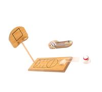 FIXOSHEE Mini Wooden Desktop Bowling and Basketball Game Set, 2pcs Throwing Ball for Office and School Stress Relief, Interactive Educational Motion