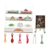 FIXOSHEE Miniature Cake Cabinet Playset with Assorted Cakes and Flatware for Creative Role Play Kitchen for Bonding Encourages Imagination and Fine Motor Skills Development