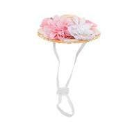 FIXOSHEE Miniature Doll Straw Hat with Bow and Faux Flower Small Woven Summer Accessory for Dolls Xs Diameter for Photography and Styling