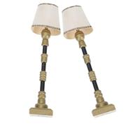 FIXOSHEE Miniature Floor Lamp 2Pcs Set Resin Dollhouse Accessories, Mini LED Decorative Standing Lamps for Doll Furniture, Home Desktop Ornament for Dollhouse Scenes