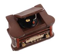 FIXOSHEE Miniature Retro Record Player Ornament Scene Adornment Polished Smooth Surface Dollhouse Decoration Realistic Mini Gramophone Model for Tiny House Props and Photography