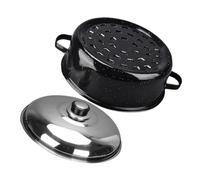 FIXOSHEE Multi Function Roasting Pan with Lid Stainless Steel High Temperature Resistant Barbecue Pot for Roasted Sweet Potato Corn Chestnut Household Kitchen Use