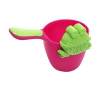FIXOSHEE Multifunctional Shampoo Cup with Cartoon Detachable Bath Spoon and Shower Head Non-Slip Handle Water Ladle for Safe Bathing Rose Red Green