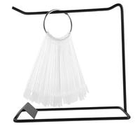 FIXOSHEE Nail Art Display Board with 50 Black Fan-shaped Acrylic Tips and Iron Ring Holder Nail Practice Accessories for Manicure Training and Design Exhibition