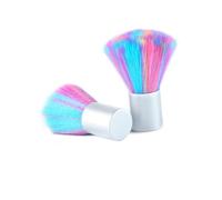FIXOSHEE Nail Art Dust Brush and Brush 2pcs Short Handle Rainbow Color Cosmetic Nail Dust for Professional Gel Polish