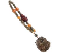 FIXOSHEE Natural Green Sandalwood Pi Yao Pendant with Hand Carved Prayer Beads Chain Feng Shui Luck Charm for Meditation and Spiritual Worship Gift