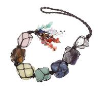 FIXOSHEE Natural Seven-color Crystal Chakra Hanging Ornament, Raw Semi-precious Gemstone Car Decor with Stones, Spiritual Energy Crystal Hanging for Home and Vehicle