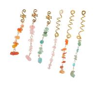 FIXOSHEE Natural Stone Hair Jewelry Set 6pcs Braids Accessories Pendants Hair Rings Dreadlock Beads for Women Girls Ethnic Style Decoration