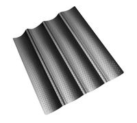 FIXOSHEE Non-Stick Long French Baguette Baking Tray with Air Heat-Resistant Bread Loaf Mold for Home Kitchen Baking Pad Black Dish