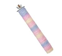 FIXOSHEE Parrot Cage Perch Rope Stand with Colorful Cotton Twine, Bird Nail Grinding Perch for Budgies and Small Parrots, Compact Wooden Bird Cage Accessory for Chewing and Climbing