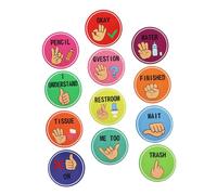 FIXOSHEE Pastel Hand Signals Posters for Teachers Nonverbal Communication Visual Cues for Classroom Easy to Clean Install Enhances Learning Environment for Students