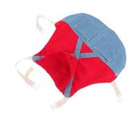 FIXOSHEE Pet Rabbit Harness Leash Set with Denim Clothes and Hood, Adjustable Outdoor Traction Rope for Holland Lop and Dwarf Rabbits, Size L, Red, Small Animal Accessory for Bunny Walking