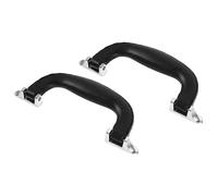 FIXOSHEE Plastic Base Suitcase Handles 2Pcs with Faux Leather Grip, Replacement Carry Handles for Travel Bags, Toolboxes, and Luggage, Black and Silver