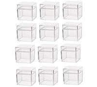 FIXOSHEE Plastic Candy Box 24 Piece Square Storage Container with Lid for Party Favor and Tiny Jewelry Storage