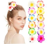 FIXOSHEE Plumeria Flower Hair Clips Set 12pcs 6cm Small Hawaiian Claw Clips Tropical Simulation Flowers Beach Party Bridal Wedding Accessories for Women