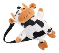 FIXOSHEE Plush Cow Shape Crossbody Bag for with Soft Fur Material, Spot Pattern Random, Cute Animal Handbag for Casual Outings and Travel