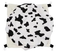 FIXOSHEE Plush Warm Hanging Bed for Small Pets Dairy Cow Texture Printed Cozy Nest Soft Fleece Hammock Suitable for Sugar Gliders Squirrels Guinea Pigs and Ferrets